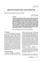 BREAK-EVEN ANALYSIS (BEA) IN EGG PRODUCTION