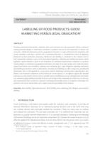 LABELLING OF FOOD PRODUCTS: GOOD MARKETING VERSUS LEGAL OBLIGATION