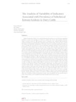 The Analysis of Variability of Indicators Associated with Prevalence of Subclinical Ketosis/Acidosis in Dairy Cattle