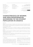 Characteristics of women and men entrepreneurs according to the student population in Croatia