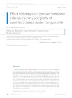 prikaz prve stranice dokumenta Effect of dietary cold-pressed hempseed cake on the fatty acid profile of semi-hard cheese made from goat milk