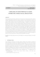 prikaz prve stranice dokumenta LABELLING OF FOOD PRODUCTS: GOOD MARKETING VERSUS LEGAL OBLIGATION